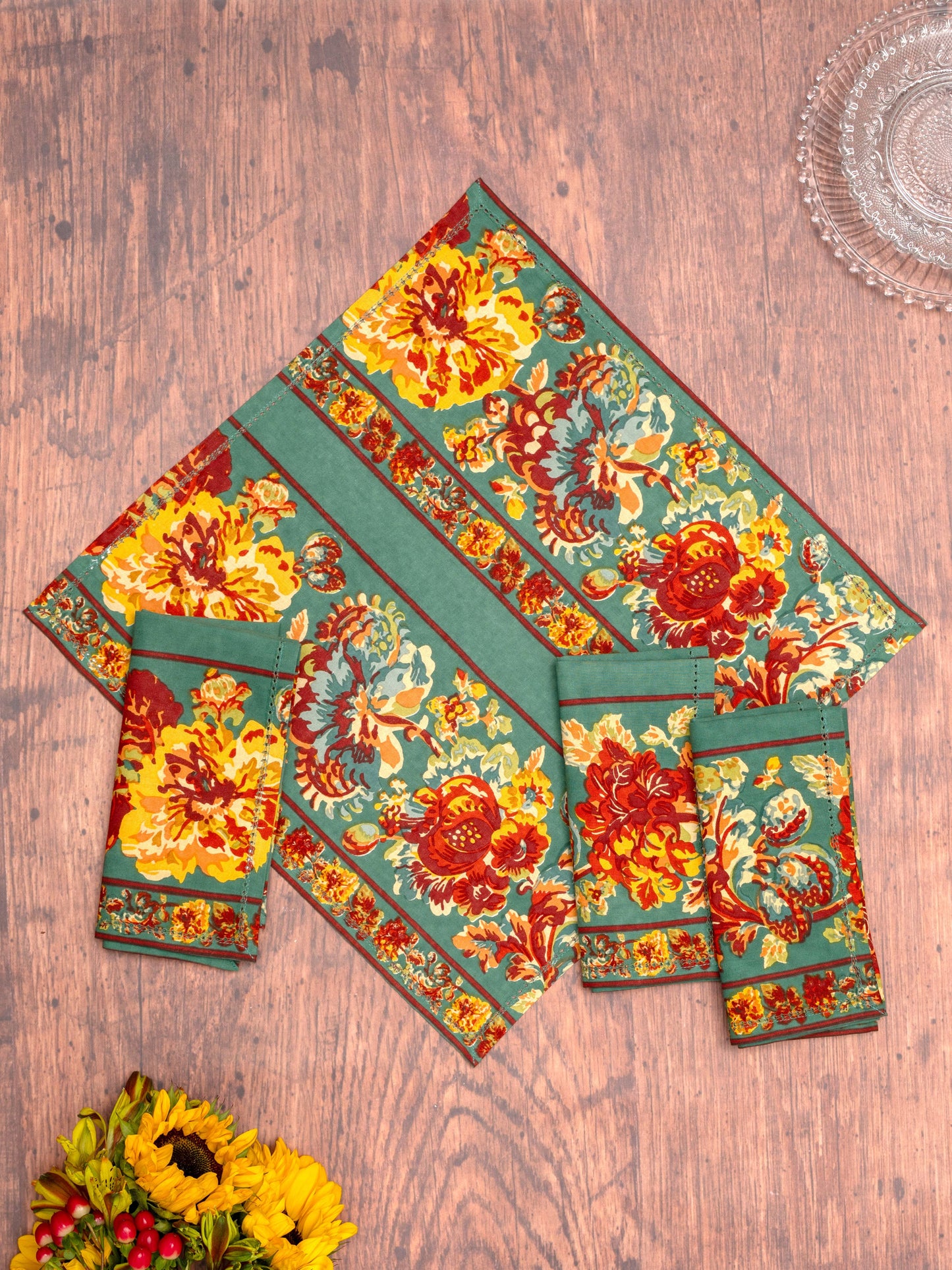 Napkin, Pomegranate Luncheon Napkin Set of 4 - Teal