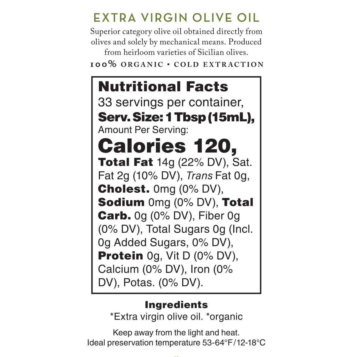 Bona Furtuna, Organic Everyday Extra Virgin Olive Oil 16.9fl oz