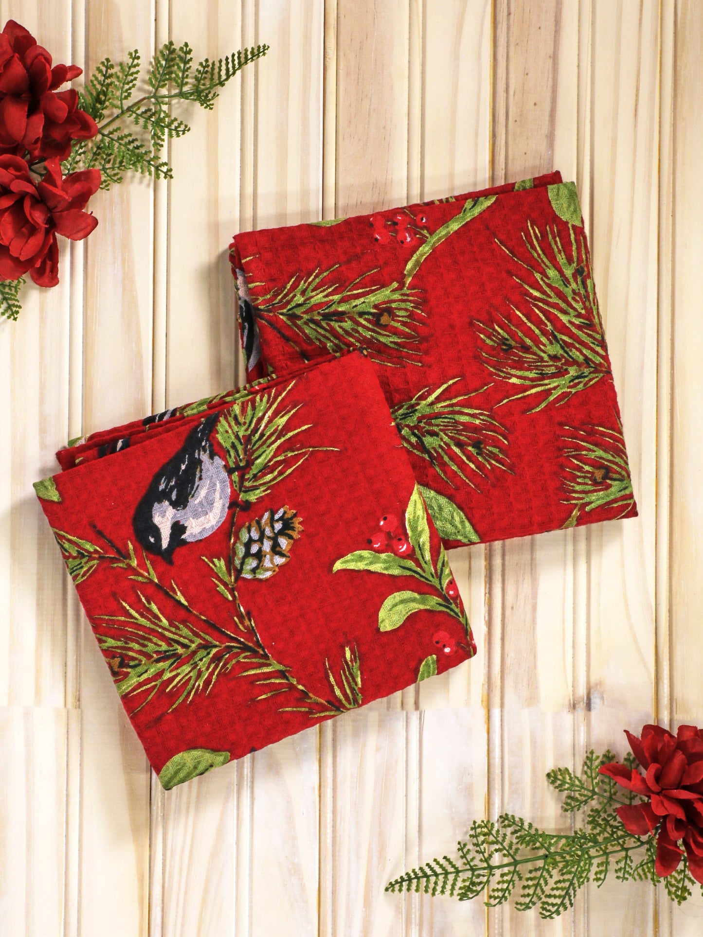Towel, Chickadee Tea Towel Red
