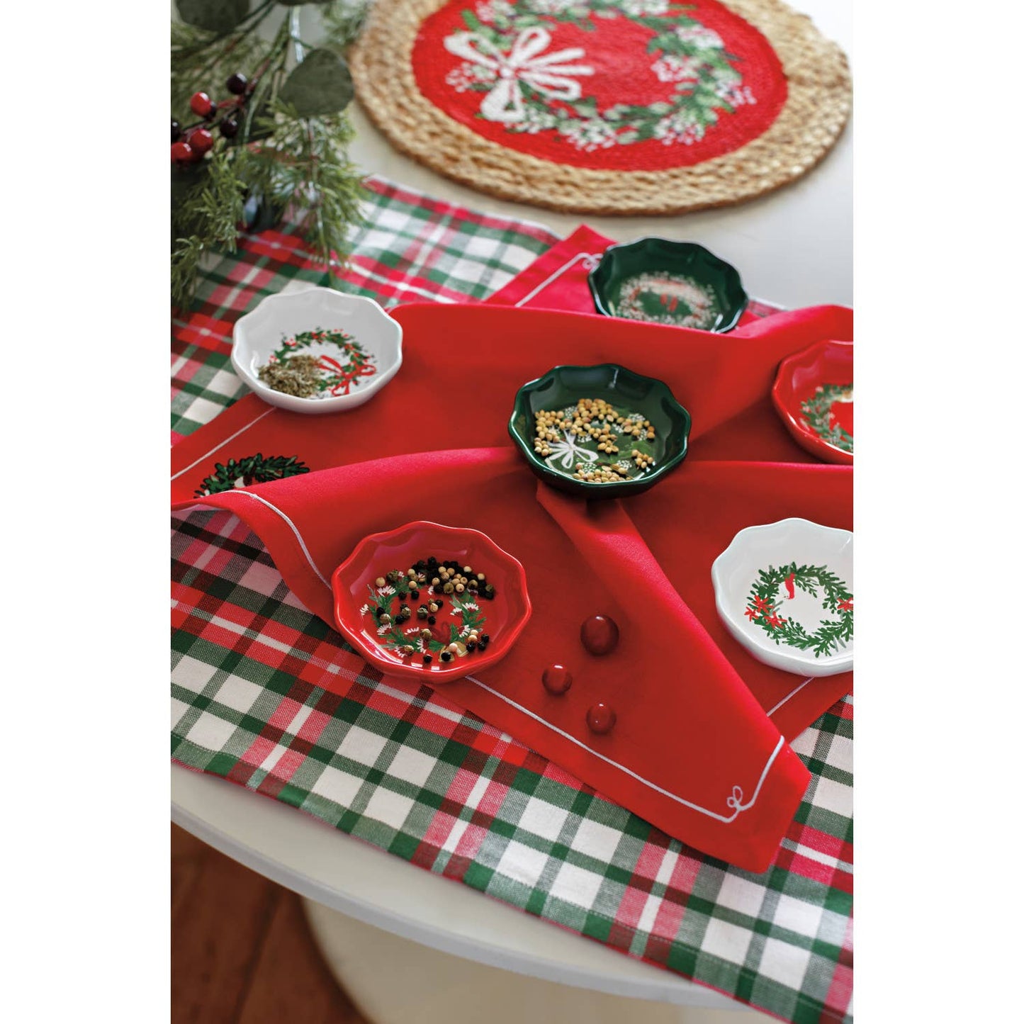 Napkin, Wreaths Christmas Napkins Set of 4