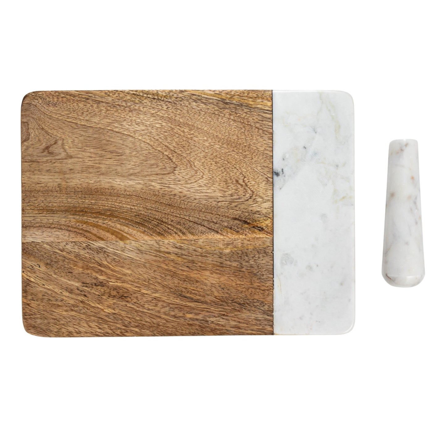 Mango Wood & Marble Serving Board w/Pestle