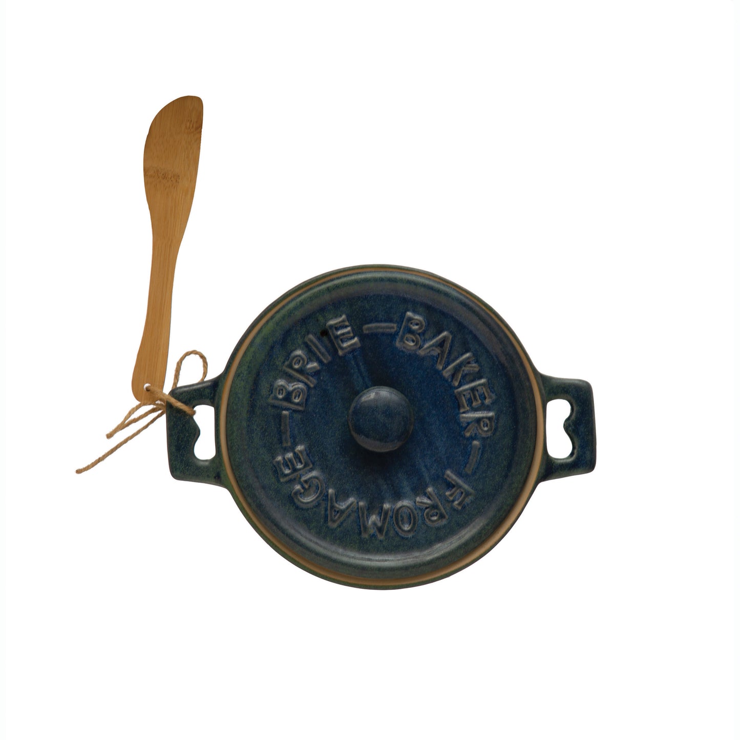 Stoneware Brie Baker w/wood spoon