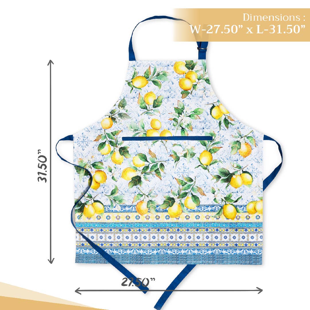 Apron, Citrus 100% Cotton Adjustable Neck Long Ties