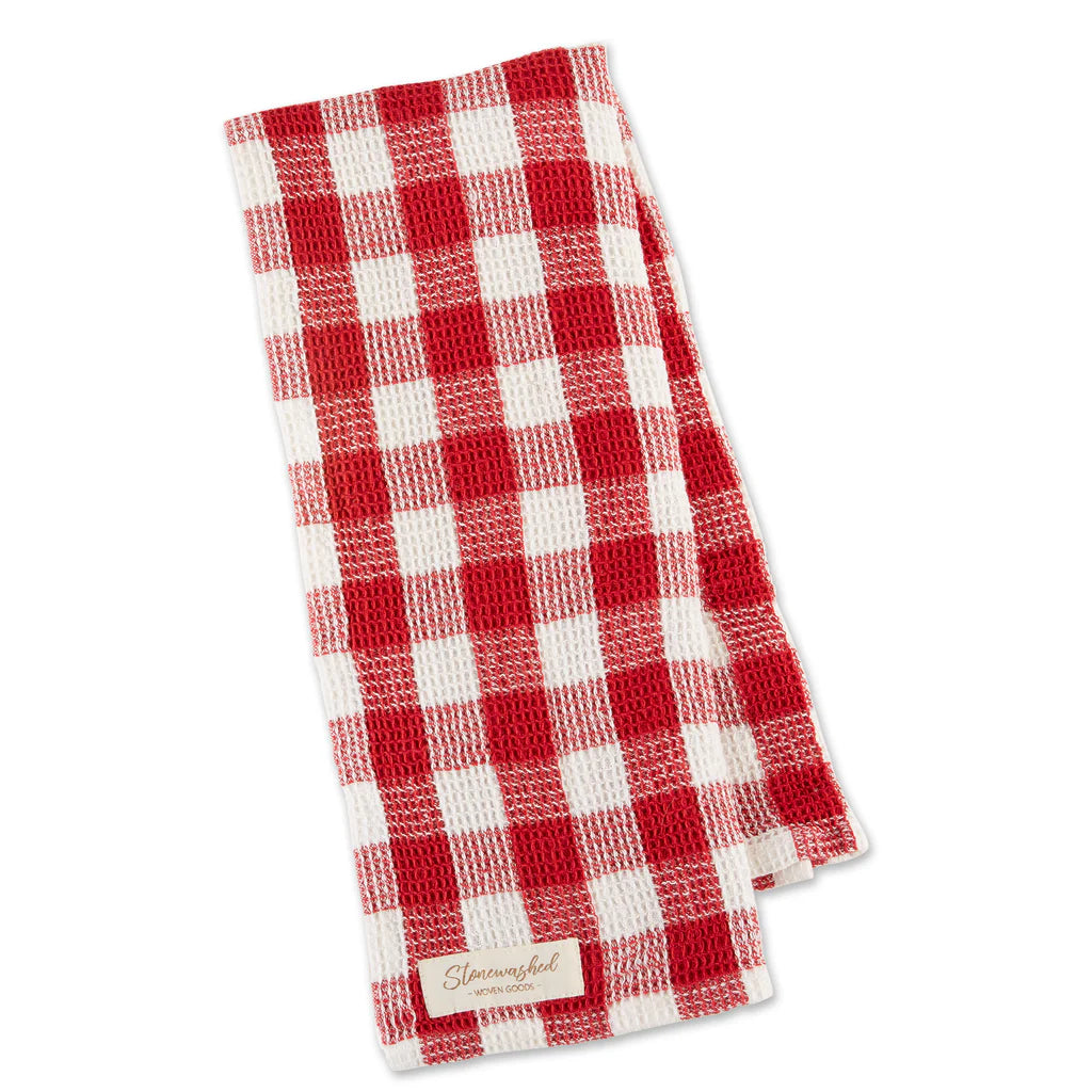 Red and white checkered dishtowel