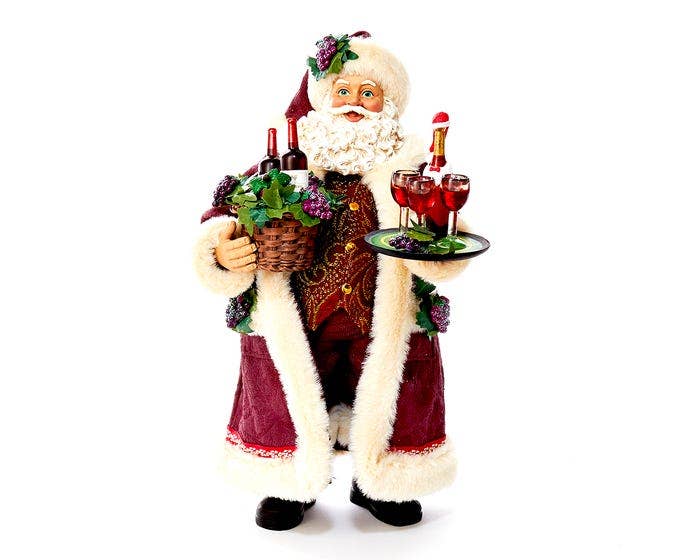 11.5"SANTA W/WINE BASKT and SERVNG WINE