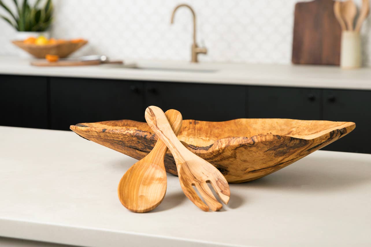 olive wood salad servers