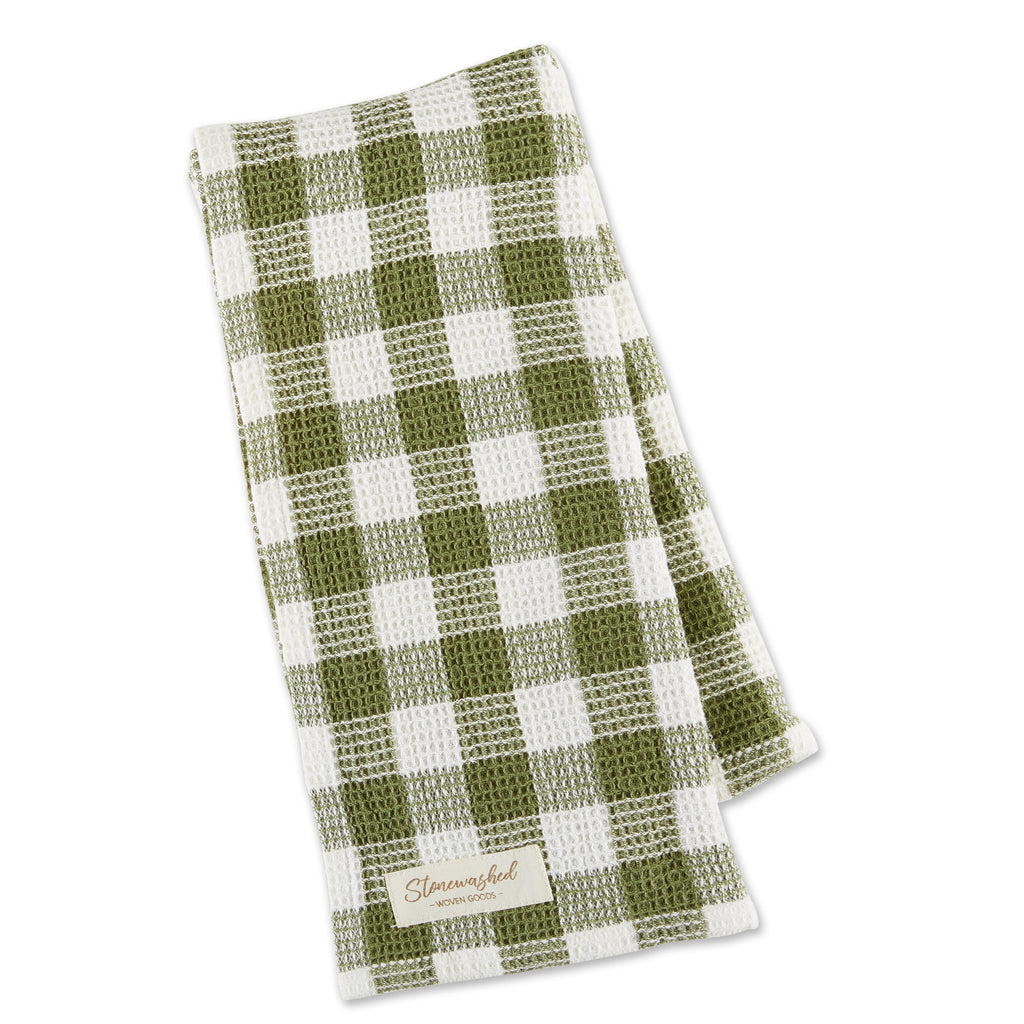 Dishtowel, Olive and White Checker