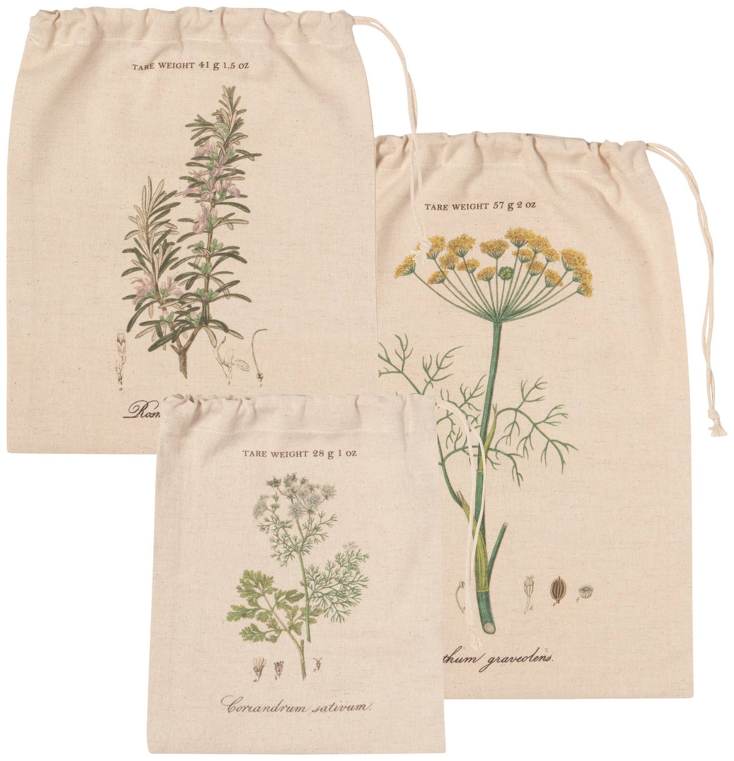 Garden Herbs Reusable Produce Bags Set of 3