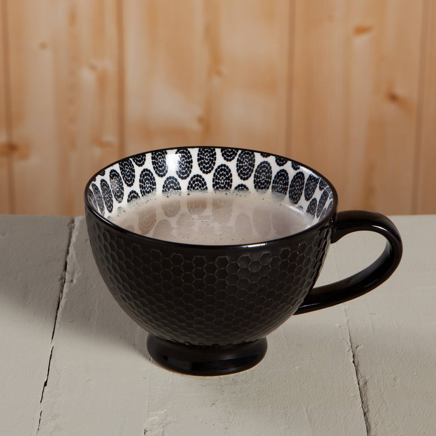 Mug, Black Stamped Latte Mug 14 oz