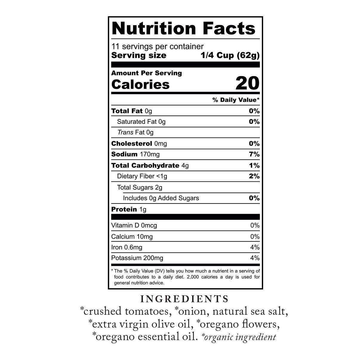 Sauce, Bona Furtuna. Marinara Pasta Sauce with Oregano Flowers: 720 ml