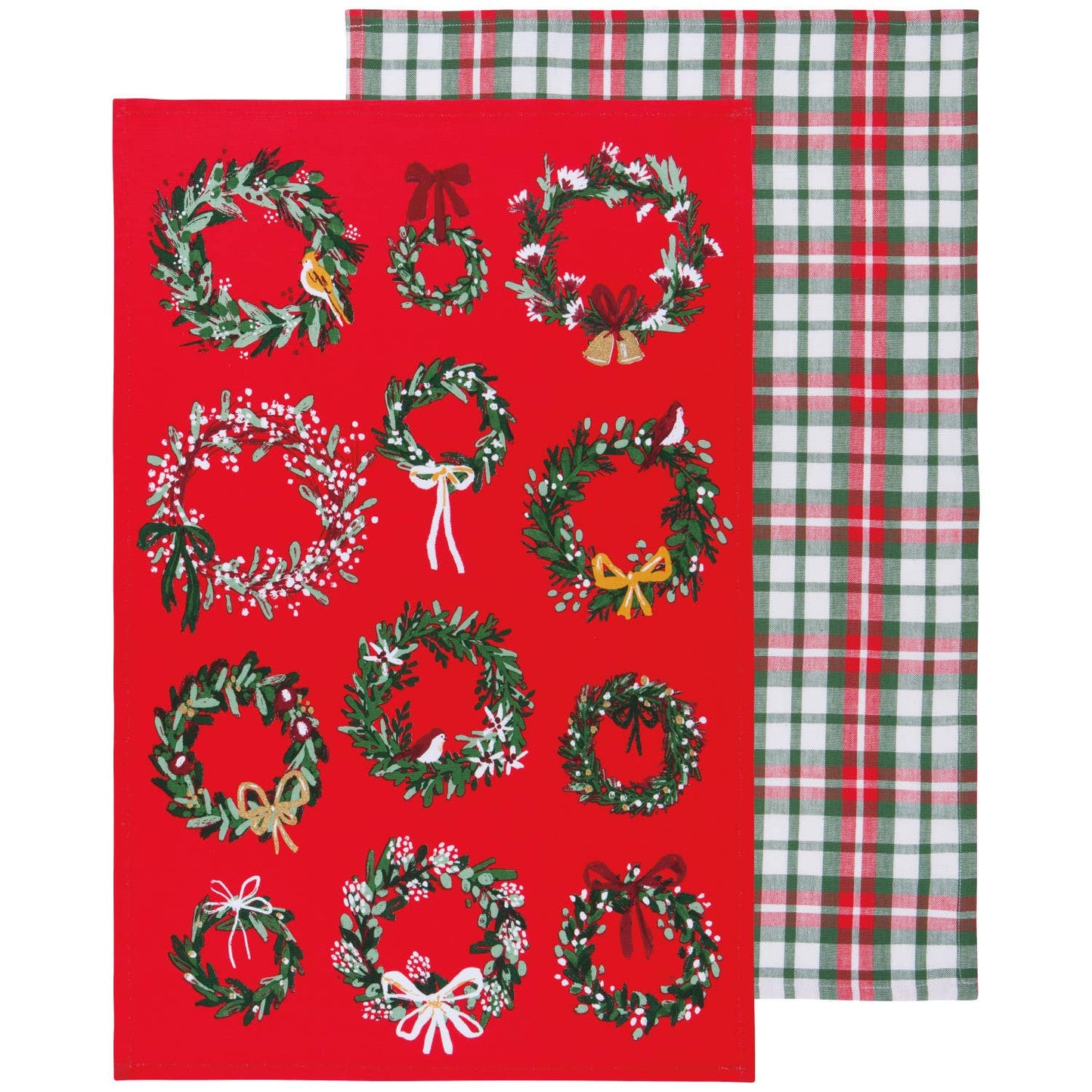 Dishtowel, Wreaths Christmas Dishtowels Set of 2