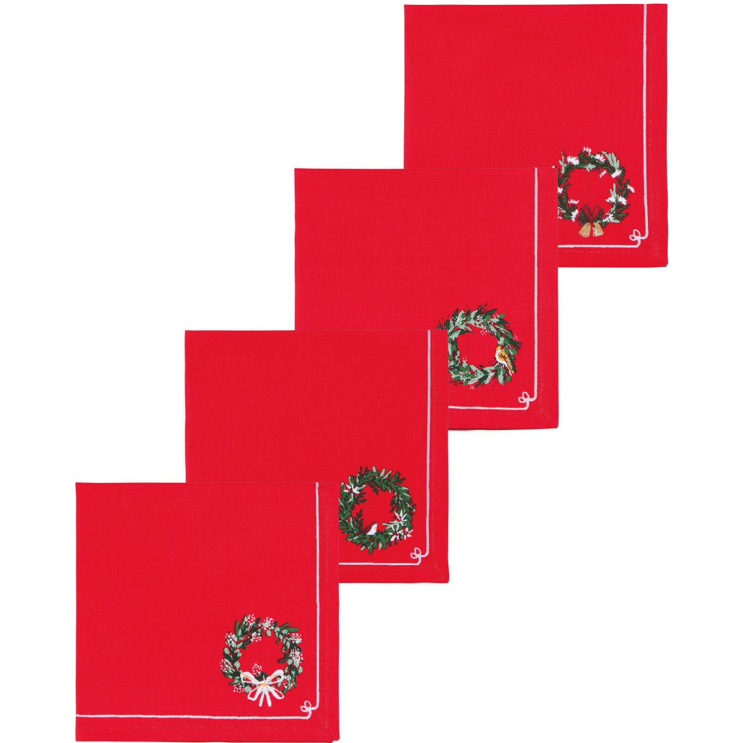 Red Holiday Wreath Cloth Napkin