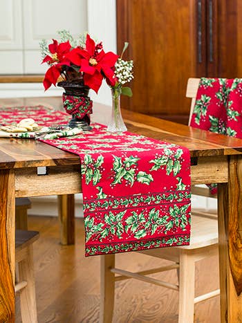 April Cornell Holly Table Runner, red