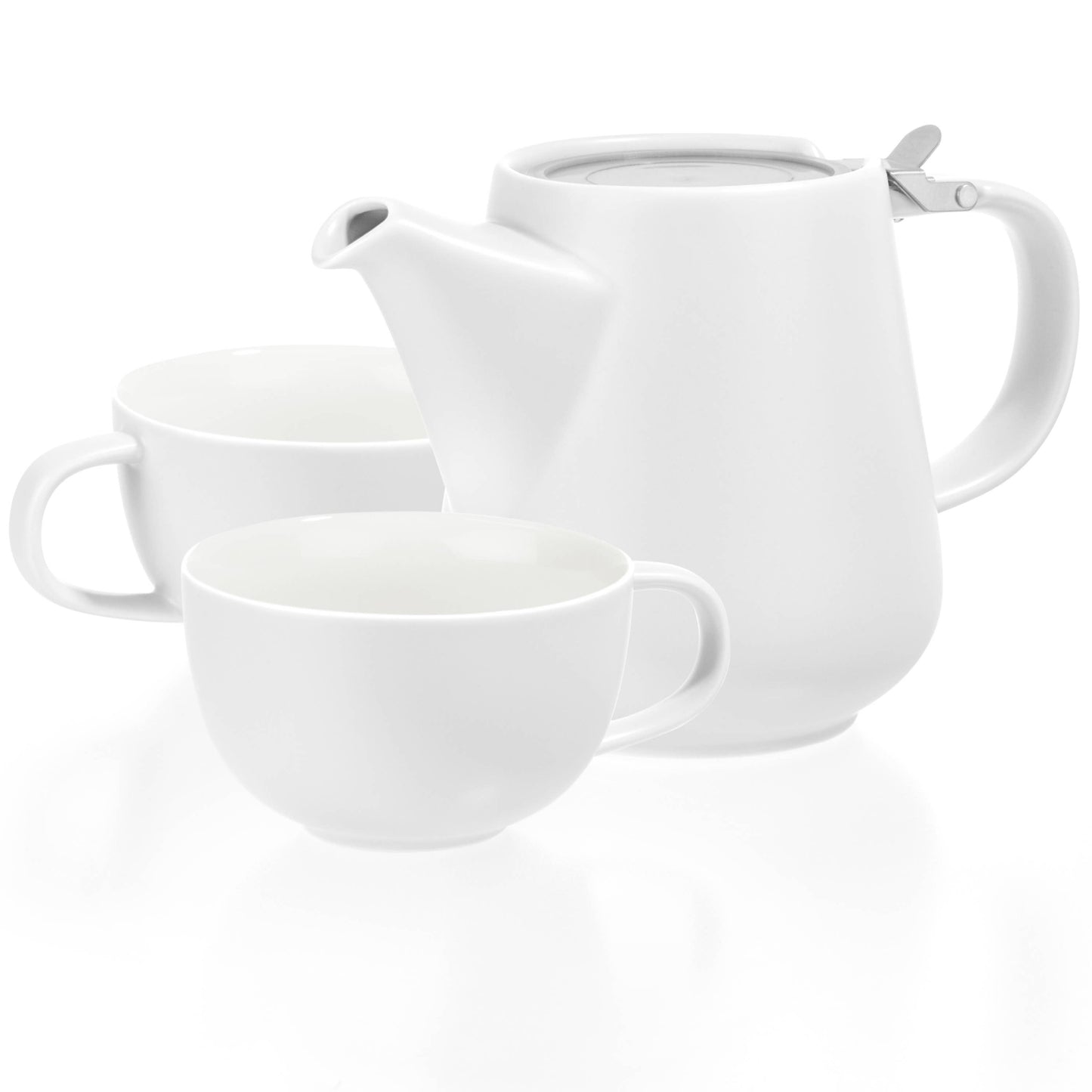 Tea for Two Porcelain Teapot Cups Saucer Set 27 fl. oz
